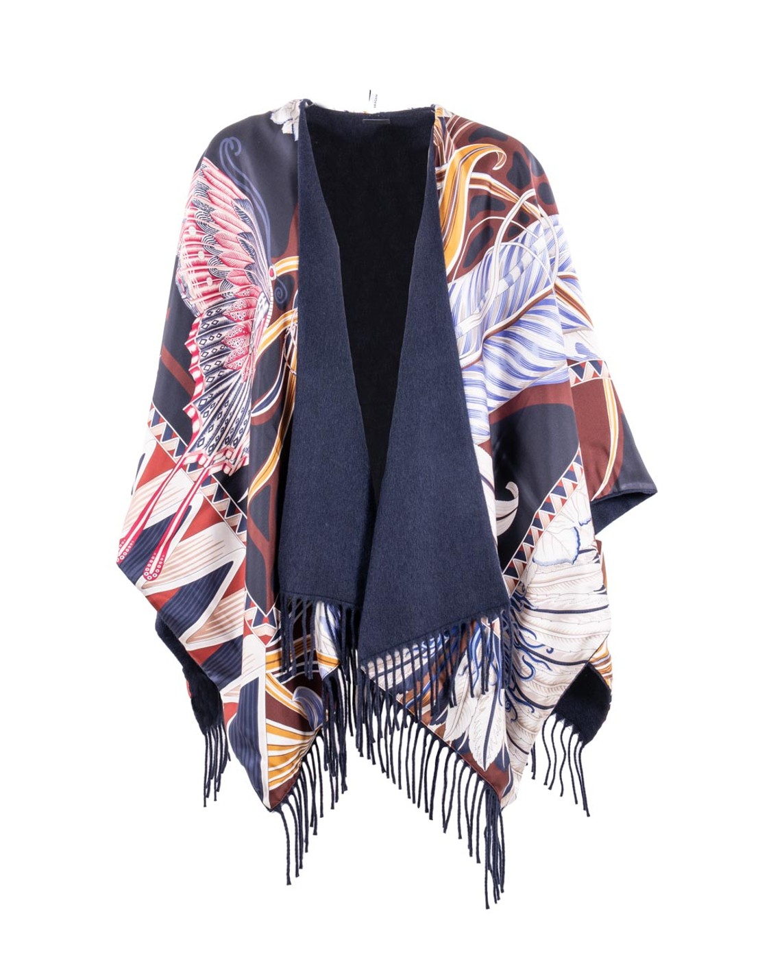 shop SALVATORE FERRAGAMO  Poncho: Salvatore Ferragamo cappa reversibile in cashmere e seta.
Scollo a scialle e fondo con frange tressé.
Composizione: 95% Cashmere 5% Lana.
Fabbricato in Italia.. 321198-787608 number 4104631